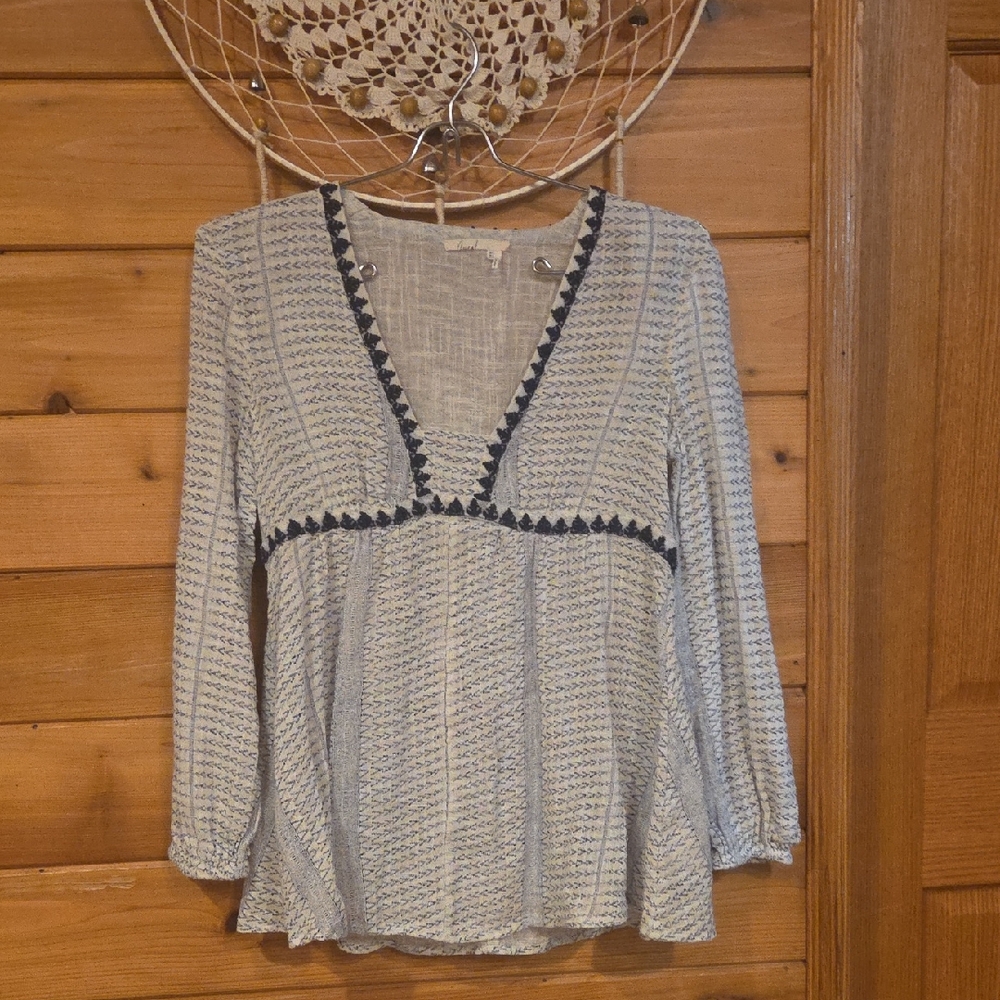 Anthropologie Top Floreat Kota Peasant Blue Tank